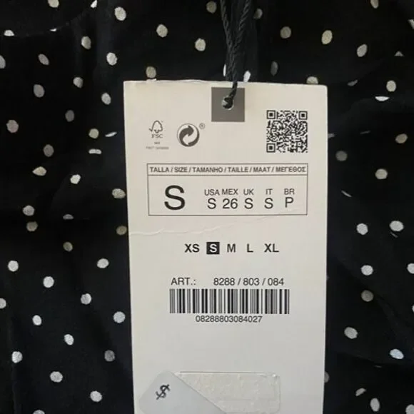 ZARA POLKA DOT BOW TRIM SKORT BLACK SMALL - Picture 6 of 6